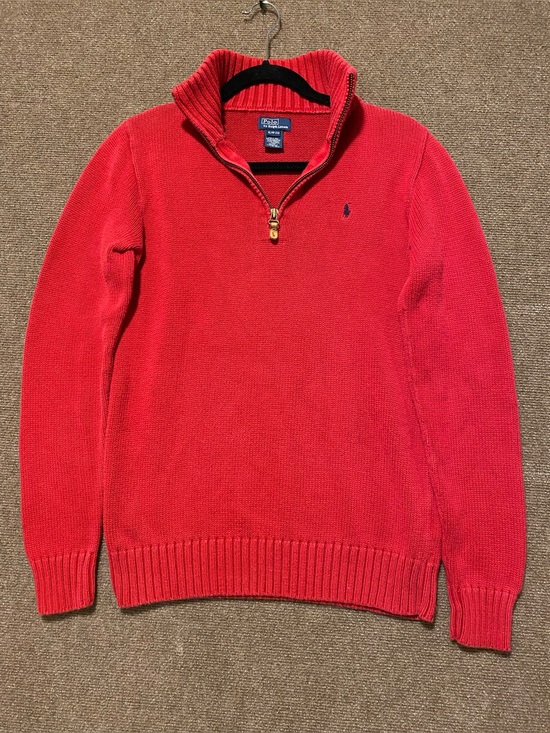 Polo Ralph Lauren Other - Polo by Ralph Lauren Red Cotton 1/4 Zip Sweater Boys XL 18-20